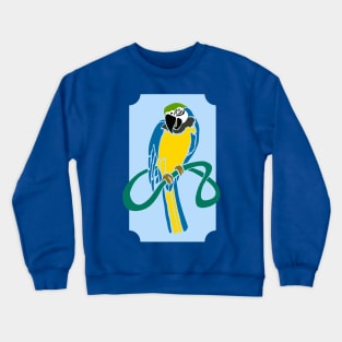 Abstract Blue and Yellow Macaw Parrot Design Crewneck Sweatshirt